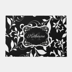 Tapete Floral preto e branco