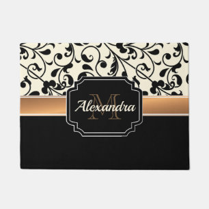 Tapete Floral Preto e Branco