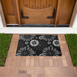 Tapete Floral Retro Preto e Branco