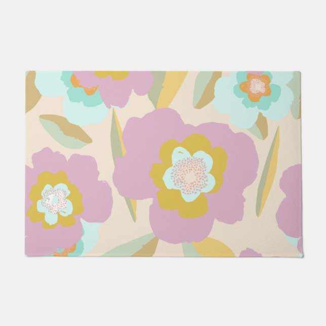 Tapete Flores abstrato | Padrão Floral Pastel Lilac (Frente)