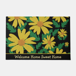 Tapete Flores amarelas margaridas com folhas verdes