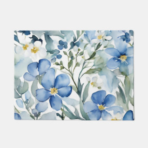 Tapete Flores brancas azuis Aquarela Chic