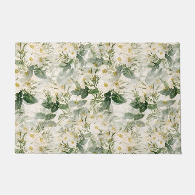 Tapete Flores brancas e verdes românticas (Frente)