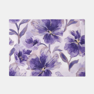 Tapete Flores de Aguarela Roxas em Flor Violeta Pintadas