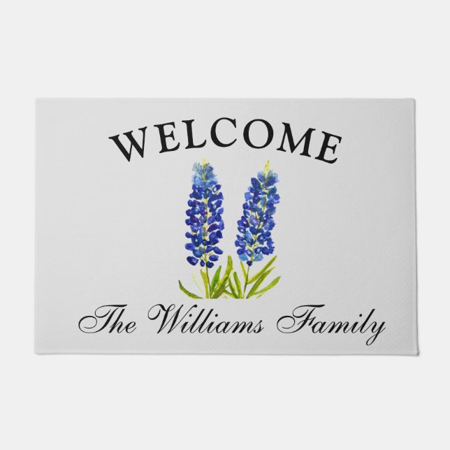 Tapete Flores de Bluebonnets Aquarela Floral Elegante (Frente)