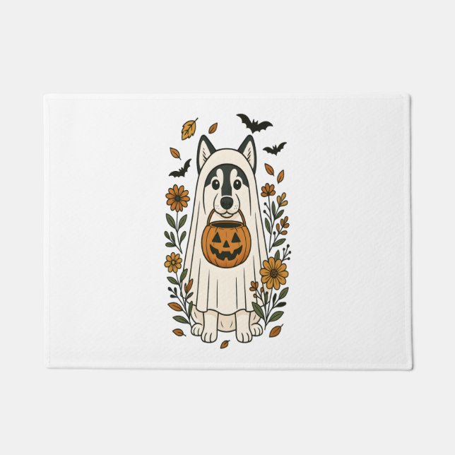 Tapete Flores de Halloween Siberian Husky (Frente)