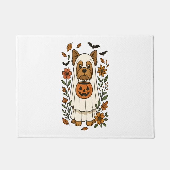 Tapete Flores de Halloween Yorkshire Terrier Halloween (Frente)