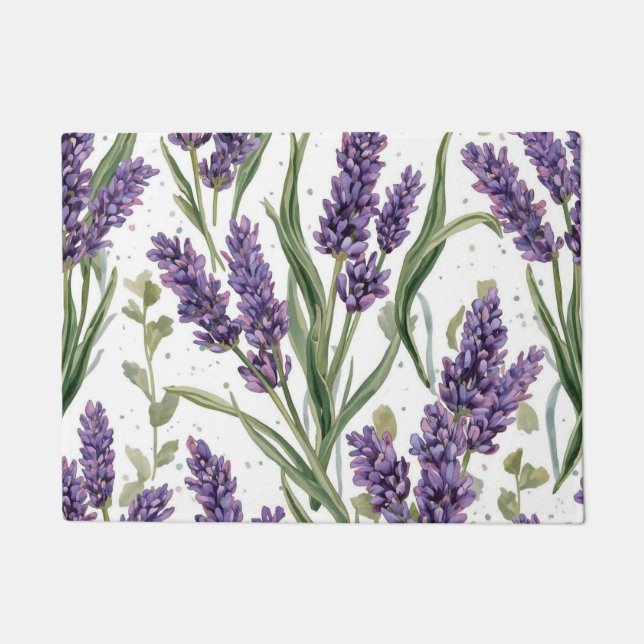Tapete Flores de Lavanda Roxa Botânica Aquarela (Frente)