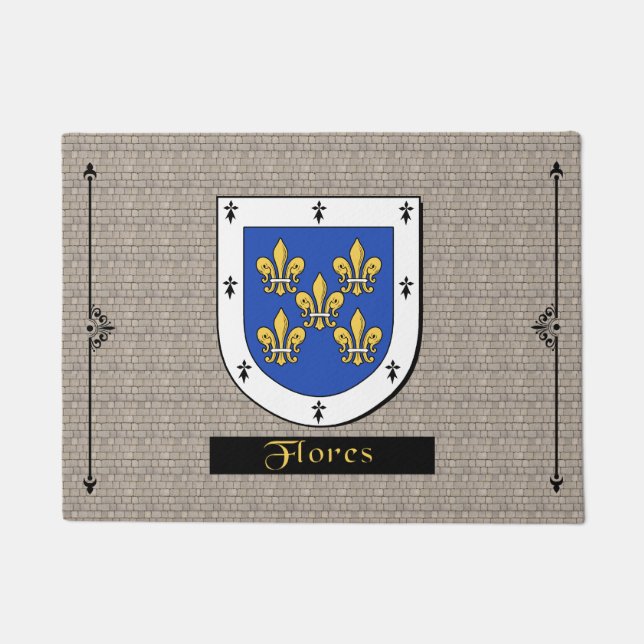 Tapete Flores e escudo histórico em Cobblestone (Frente)