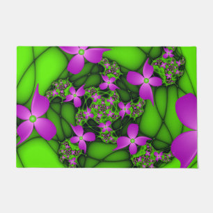 Tapete Flores Fractais Verdes Rosa-Rosa-Abstrato modernas