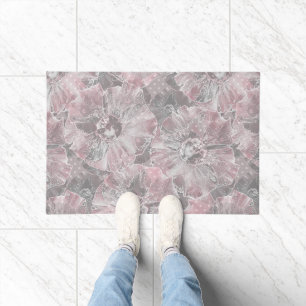 Tapete Flores grandes e elegantes rosa cinza