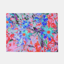 Tapete Flores Retro Psicodélicas Aqua Verde e Laranja