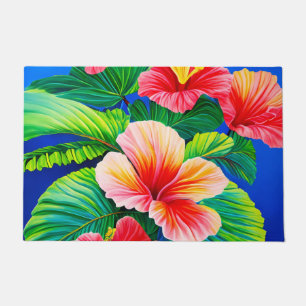 Tapete Flores tropicais vermelhas hibiscus havaianas e ve