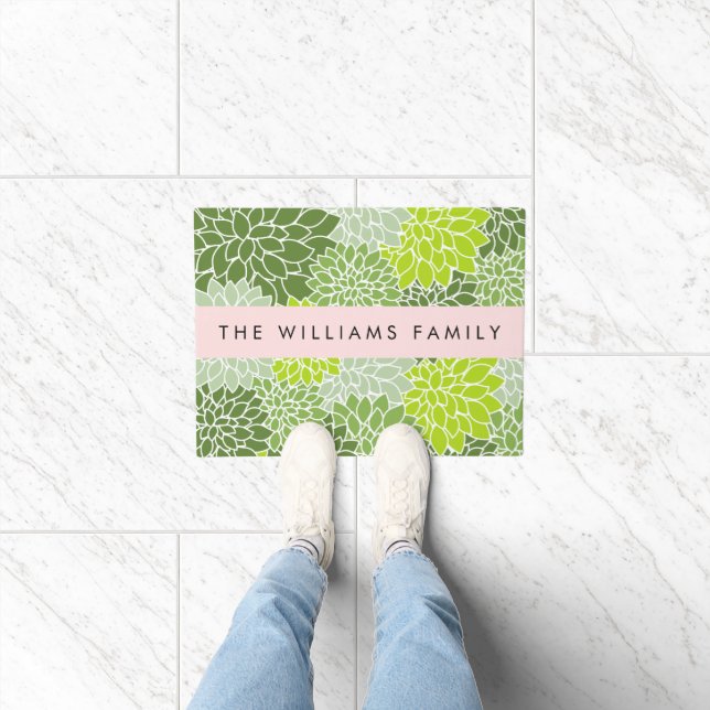 Tapete Flores Verdes Dahlia, Padrão Floral, Seu Nome (Interior)