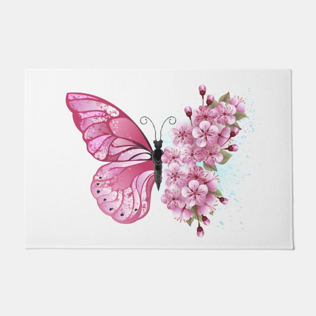 Tapete Flower Butterfly with Pink Sakura (Frente)