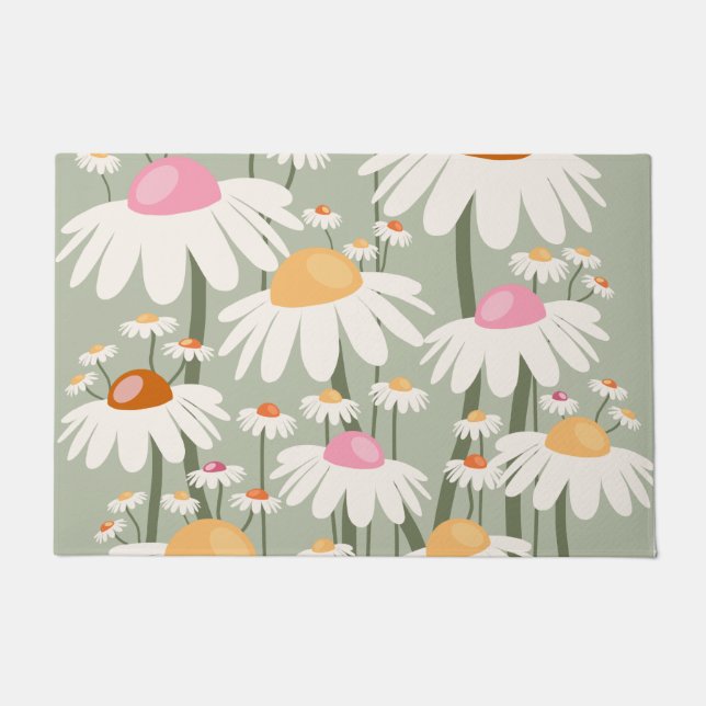 Tapete Flower Market Tokyo Retro Daisies Sage Green (Frente)