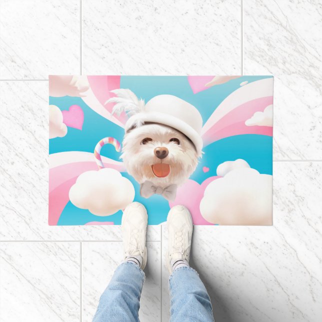 Tapete Fluffy Dog com White Hat (Interior)