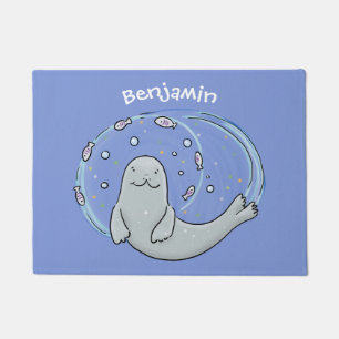 Tapete Foca-branca e ilustração de desenho animado de azu