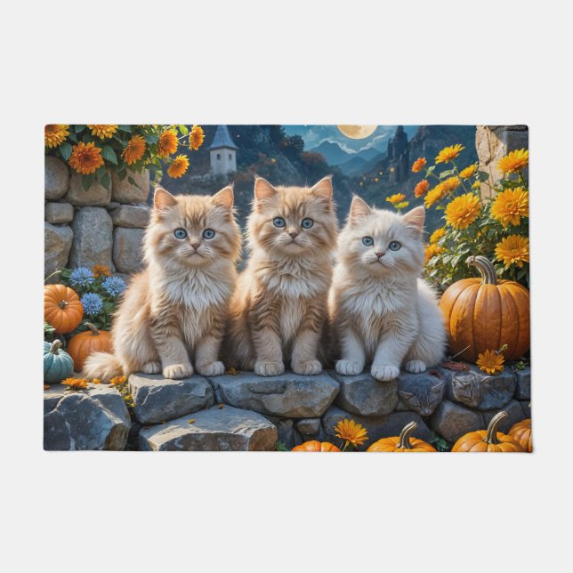 Tapete Foffy Autumn Kittens Pumpkins e Foliage (Frente)