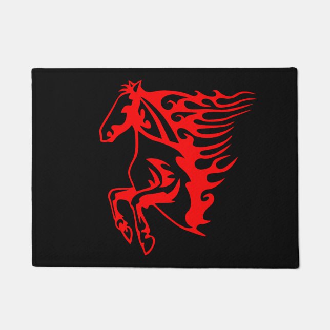 Tapete Fogo Chato Vermelho Bronco Mustang Cavalo Selvagem (Frente)