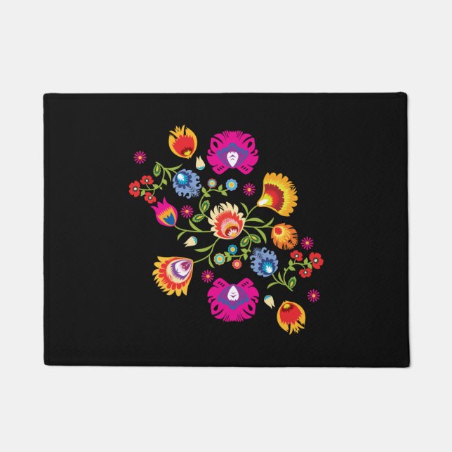 Tapete Folclore polonês personalizado com flores rosa (Frente)