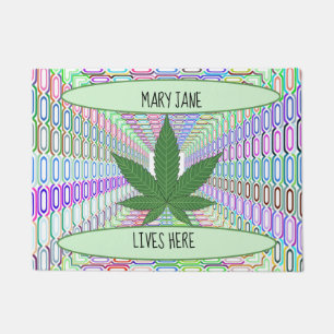 Tapete Folha de Erva Mary Jane Mora Aqui Porta/Rug