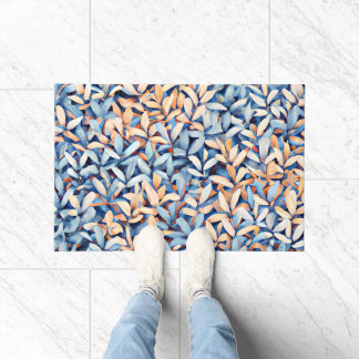 Tapete Folhas de Azul Pastel e Pêssego
