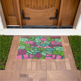 Tapete Folhas tropicais cor-de-rosa e verde