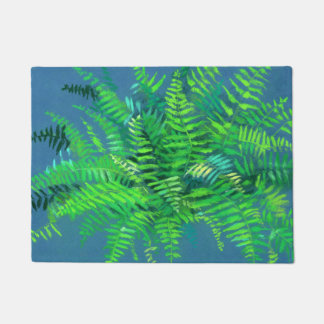 Tapete Folhas Verdes de Samambaia Arte Floral Pintura Azu