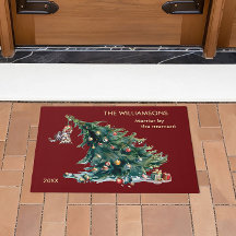 Foto de gato perigosa da árvore de Natal