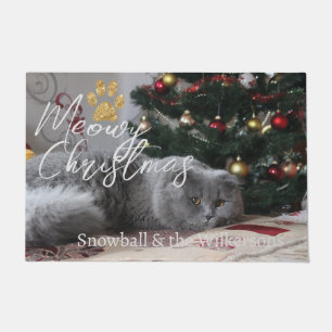 Tapete Foto e pata de gato personalizada de Natal feliz