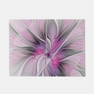 Tapete Fractal Fractal Moderna Abstrato com Cinza Rosa Fl