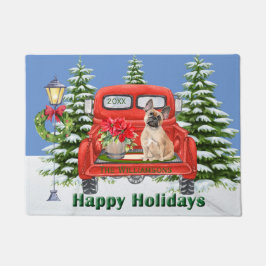 Tapete Francês Buldogue Red Vintage Truck Family