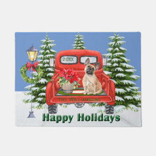 Tapete Francês Buldogue Red Vintage Truck Family