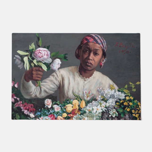 Tapete Frederic Bazille - Jovem Mulher com Peonias (Frente)