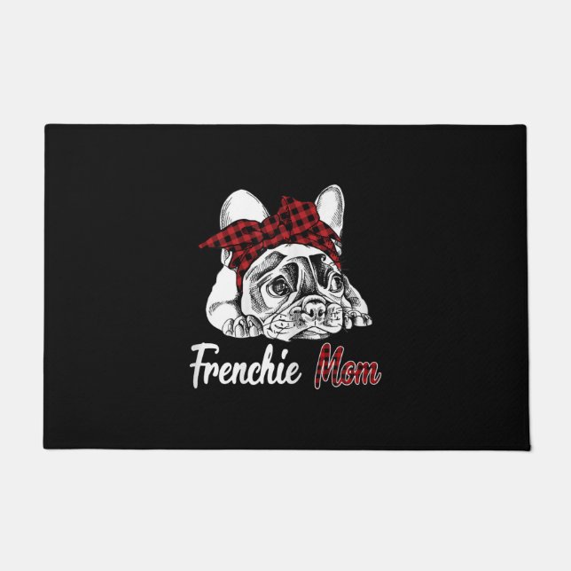 Tapete frenchie mãe | buldogue francês com xadrez vermelh (Frente)