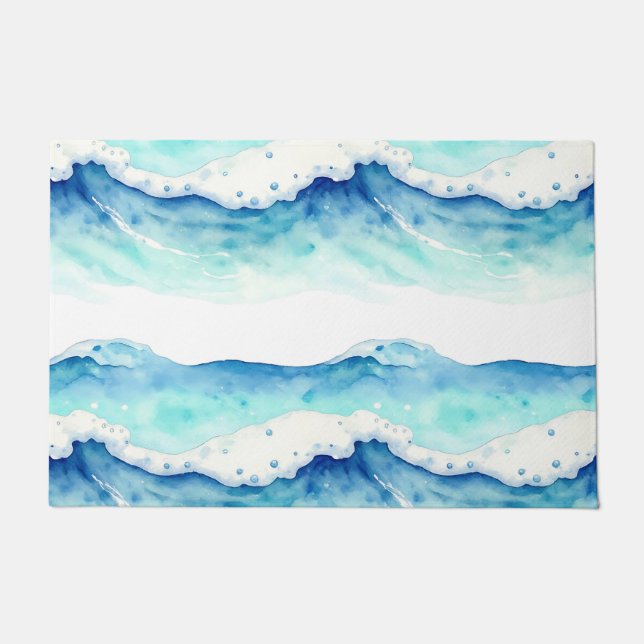 Tapete Fronteira de Ondas do Oceano em Aquarela (Frente)