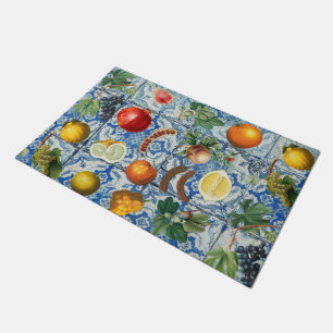 Tapete Fruta de Verão do Mediterrâneo e Mosaico Branco 