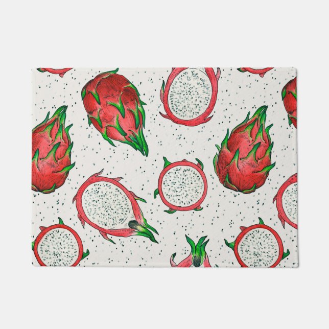Tapete Fruta do dragão vermelho em branco (Frente)