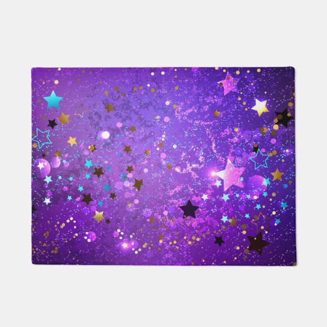 Tapete Fundo de papel alumínio roxo com estrelas (Frente)