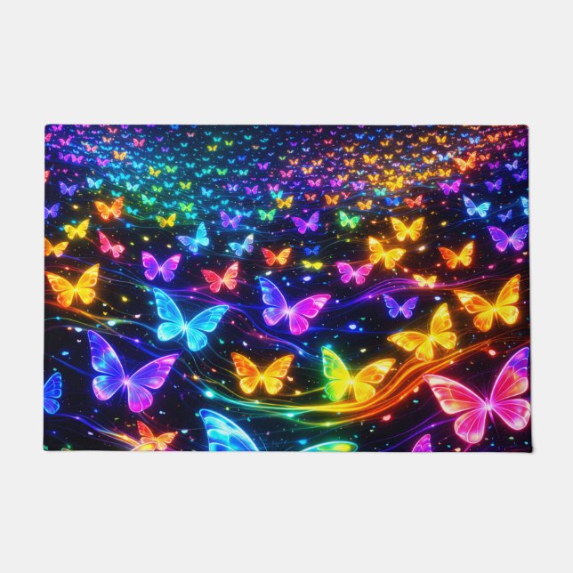 Tapete Fussmatte Schmetterlingsmotiv Neonfarben (Frente)