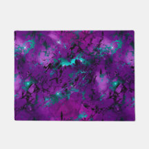 Galáxia de Mármore Roxo e Azul Água em Aquarela