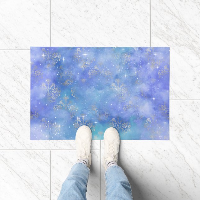 Tapete Galáxias Noturnas Estrelas Teal Purple Blue Silver (Interior)