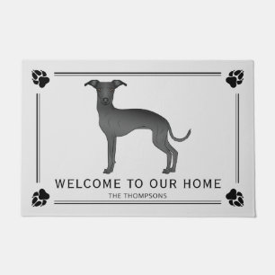Tapete Galgo Italiano Preto Com Patas E Texto Personaliza