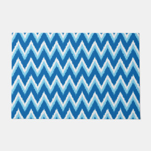 Tapete Gamas de Ikat Chevron, Cobalto, Azul-Céu e Branco