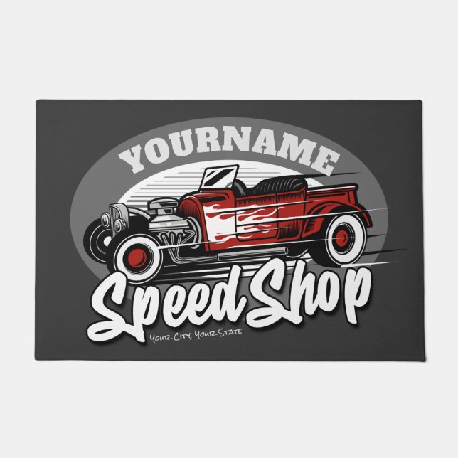 Tapete Garagem de velocidade Comprada do Roadster Red Hot (Frente)