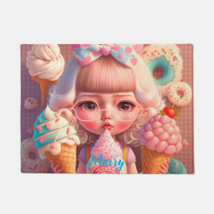 Tapete Garota bonitinha de Kawaii com sorvetes personaliz