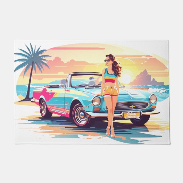 Tapete Garota com carro e natureza dos sonhos (Frente)