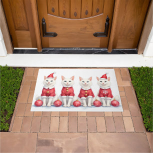 Tapete Gato Angora Turco de Natal com Roupa e Chapéu de P