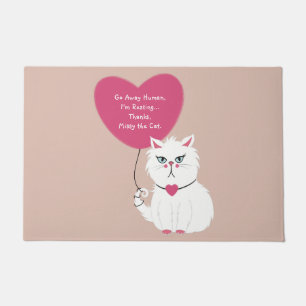 Tapete Gato Branco Engraçado e Sarcástico Personalizado S